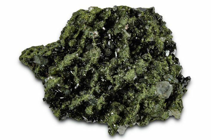 Sparkling Dark Green Epidote Crystals with Quartz - Turkey #337440